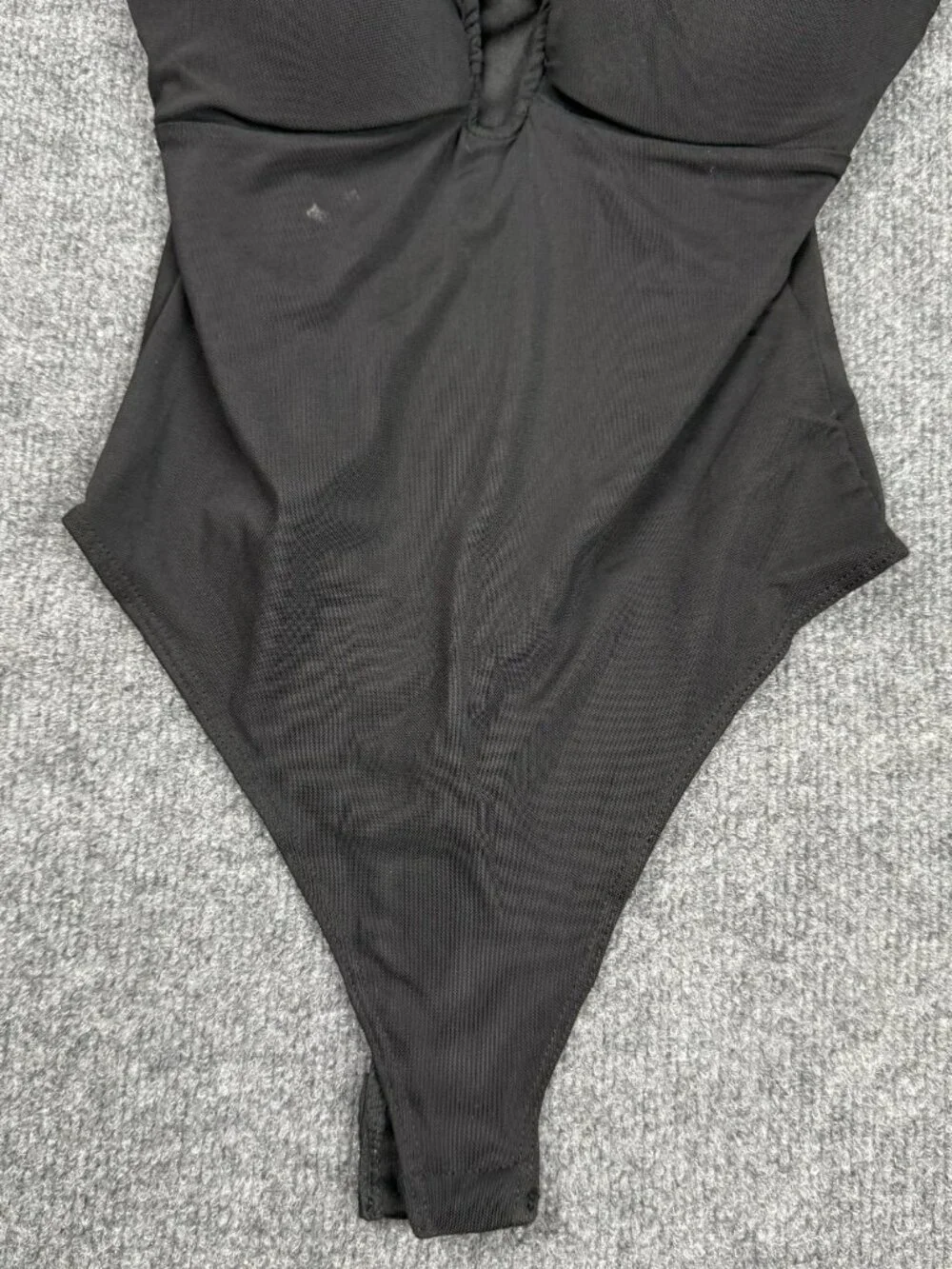 GUESS Black Thong Bodysuit Size Small Snap Crotch Sleeveless Camisole Flaw STAIN